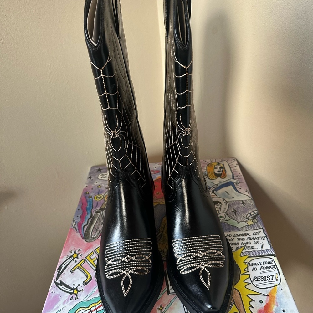 Jeffrey Campbell Spiderweb western boots